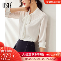 OSA OSA early autumn white long sleeve shirt Women autumn 2021 New OL professional shirt bow shirt