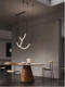 Minimalist Living Room Bar Counter Long Dining Table DIY Silicone Pendant Light Creative Musical Note Art Winding 360-Degree Line Lighting
