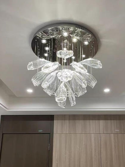 Light Luxury Living Room Personalized Chandelier Designer Simple Creative Crystal Ring Dining Room Bedroom Villa Duplex Chandelier