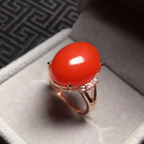  Baoshan Liangshan natural South red ring female 18K gold inlaid 925 silver inlaid ice floating live mouth agate ring male
