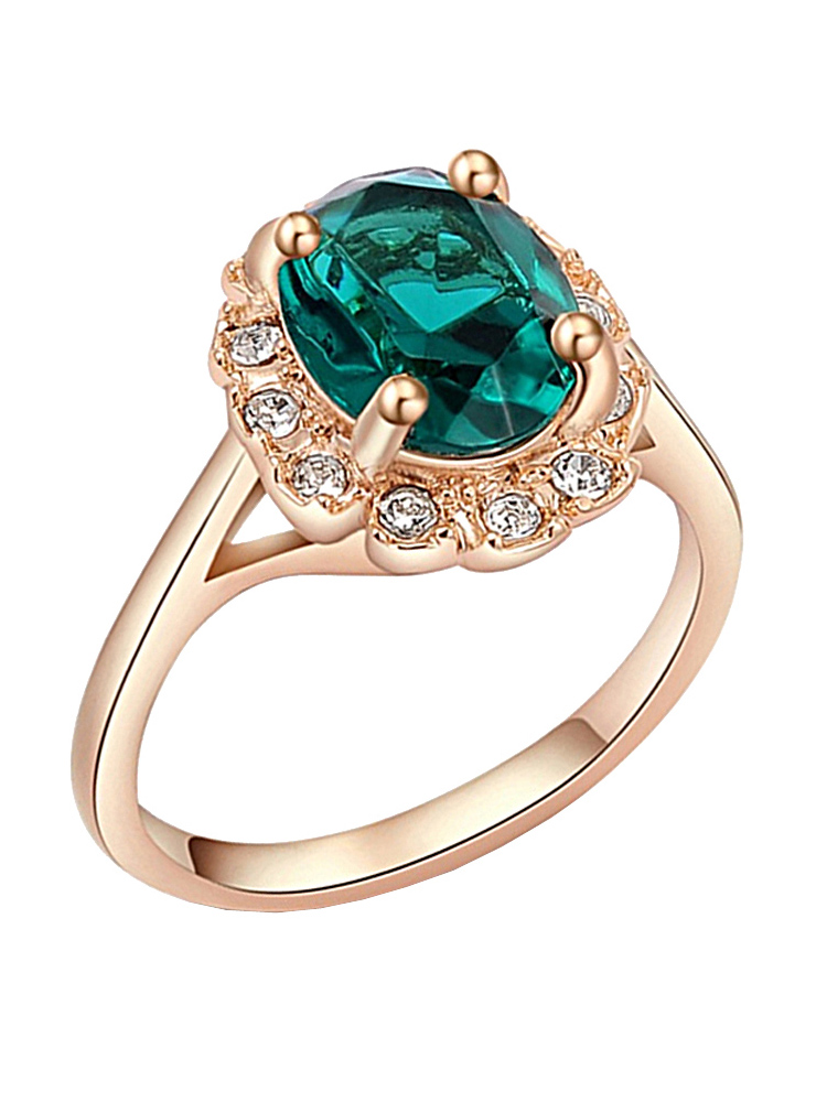 Frozen emerald ruby color female crystal ring Diamond ring broken diamond group dance exquisite section