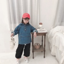 Practical Jacket Customized Hooded Denim Jacket Kids Casual Big Pocket Denim Top 217