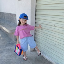 South Korean version base short sleeves T neutral loose summer style jacket boy girl girl letter half sleeve T-shirt baby hit bottom