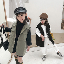 Fashionable custom childrens clothing boys and girls retro long suit vest childrens single breasted coat 199