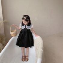 Girls dress for dress Xia 2021 new pint of foreign air lace big flap without sleeves princess vest dress baby cute long dress