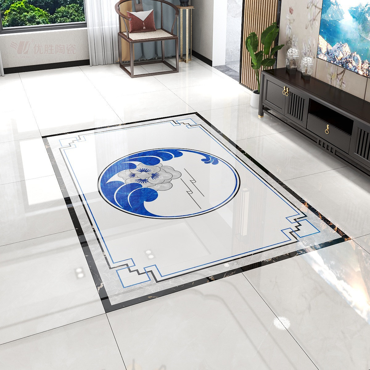 Custom Xuan Entrance Door Living Room Dining Room Dining Hall Aisle Hall Aisle Hall Parquet Floor Tiles Imitation Water Cutter Carpet Flower Tiles