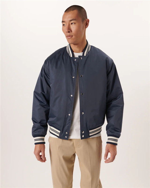American Abercrombie Fitch Men's Af 22 Loose Waterproof Jacket Preppy Style Baseball Bomber Jacket