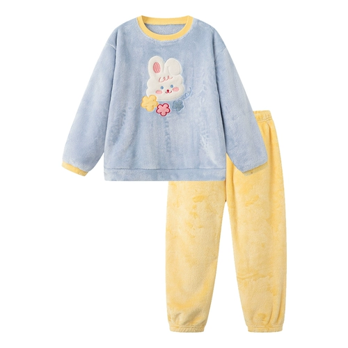 Пижама, зимний детский бархатный флисовый удерживающий тепло комплект, детская одежда