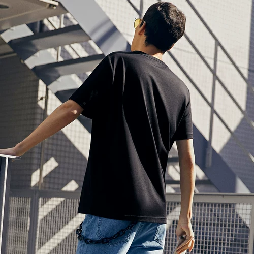 Мужская летняя черная футболка с коротким рукавом, сезон 2021, в корейском стиле