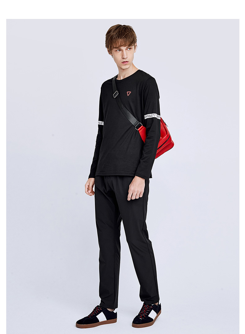 Mark Huafei quần âu nam 2018 xuân hè mới thời trang mới dây rút màu đen dệt chân thon quần short jean nam