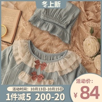 Soft milk blue gray Japanese fresh girl cotton pajamas female summer short sleeve shorts new student home wear