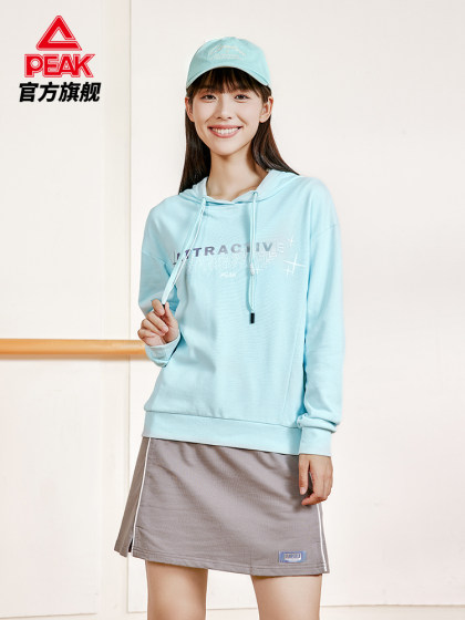 匹克运动卫衣女士春夏新款连帽卫衣长袖休闲百搭简约纯色运动上衣