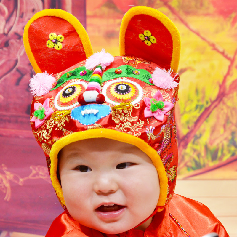 虎头虎脑萌翻全场！手工刺绣春秋虎头帽才是宝宝本命帽👶🏻✨_帽子_淘宝
