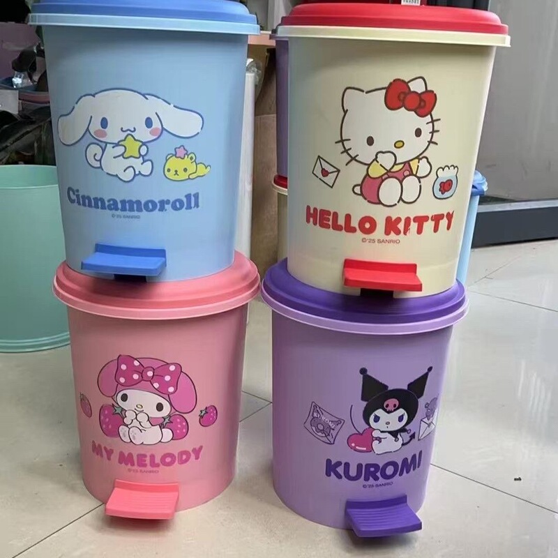 Cartoon Cute Trash Can for Home Use in Living Room and Bedroom, Large Capacity Trash Bin with Lid and Foot Pedal