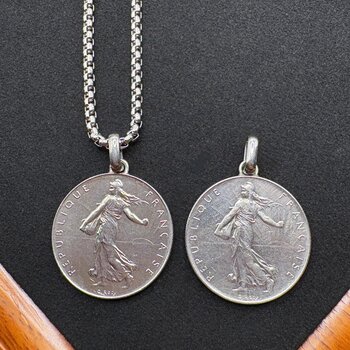 French sowing goddess 1 franc coin pendant