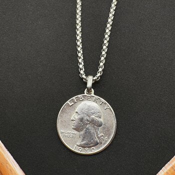 American retro 25 cent washington head necklace