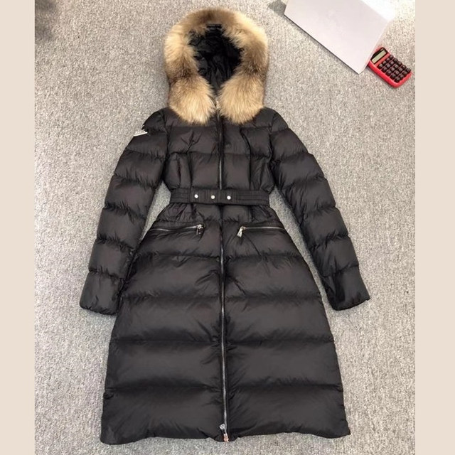 Winter M's silver fox large fur collar high-end down jacket women's mid-length over-the-knee hot style thickened waist slim fit