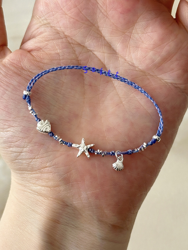Softt Original · "Night Watch Star" 925 Silver Starfish Shell Fish Handmade Braided Rope Bracelet Softt Original · "Night Watch Star" 925 Silver Starfish Shell Fish Handmade Braided Rope Bracelet