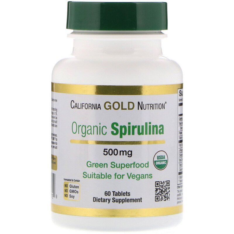 Spot American California Gold Nutrition Organic Spirulina 500 mg 60 tablets