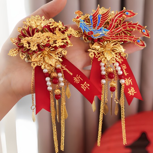 2025 Новая подарочная коробка премиум-класса с корсажем «Свадебный Дракон и Феникс»