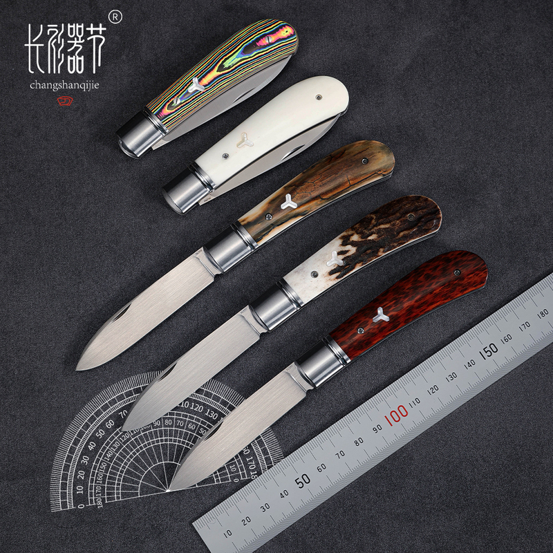 Spot Zulu Flap Pocket Pants Knife Austrian M390 Water-Milled Brushed Camel Bone Sand Iron Snake Pattern Wood Mammoth Tooth Harmonious Knife