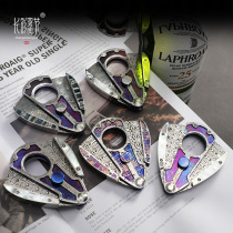 Long Shirt Festival 1st edition limited edition cigar cutter Swiss pink cigar cutter human face pattern titanium Malaysian mammoth pearl cigar cutter