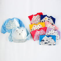 Baby waterproof anti-wear clothing Dining Pocket Pure Cotton Long Sleeve Hood Cloak Mouth Children Complementary to Free Around Pocket Eat Pocket