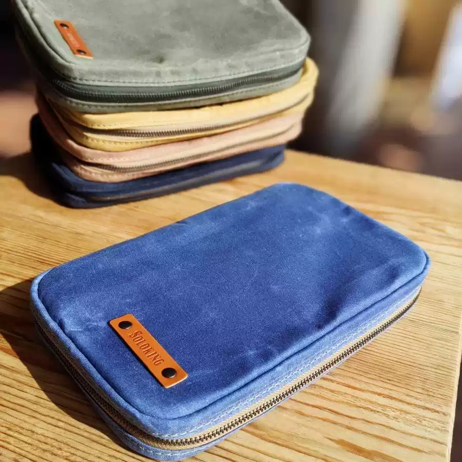 纯手工帆布收纳包拉链A5活页记事本手账笔记本钱包大容量