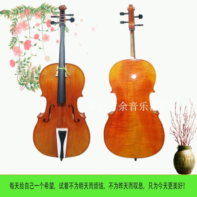 Pure handmade solid wood tiger pattern bright light professional playing cello Copal glue paint practice grade examination