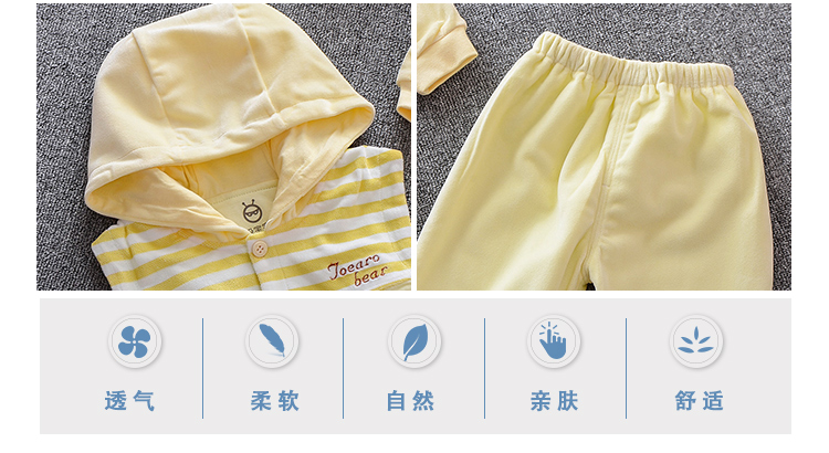 Áo khoác ba lỗ cho bé mùa xuân và mùa thu cho bé 0-1-2 tuổi Bộ vest vest trẻ em trùm đầu hai lớp 3 bé mặc ngoài mùa đông thời trang bé trai