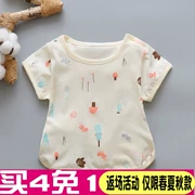 Mùa hè sơ sinh ngắn tay áo thun cotton mỏng 0-3 tháng áo sơ mi nam nam nữ 9 quần áo trẻ sơ sinh 6