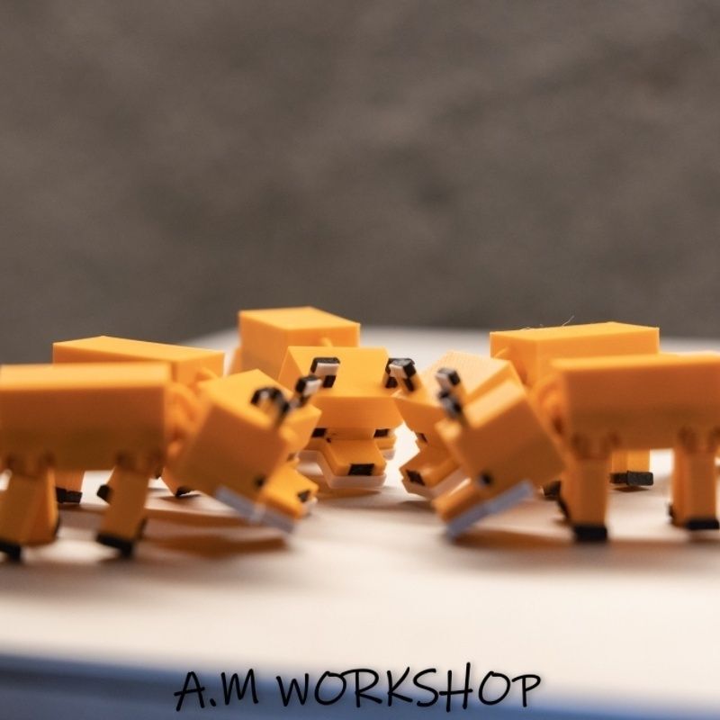 Minecraft Fox Style 3D Printed Cute Keychain Fridge Magnet Backpack Pendant Movable Small Ornament