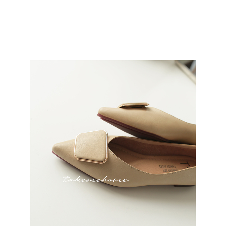 2019 đầu xuân chuẩn bị nông miệng microfiber da mềm mại và thoải mái kim loại khóa thấp giày đơn giày - Giày cắt thấp giày boot nữ cổ cao