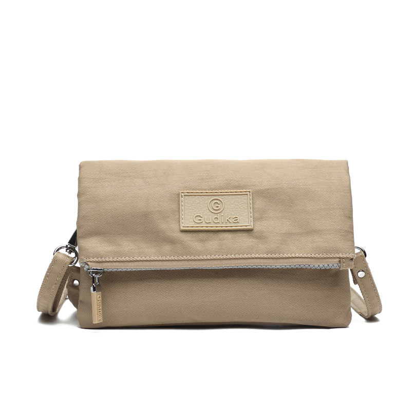 GUDIKA nylon cloth messenger bag portable mobile phone bag flip clutch bag multi-zip clutch bag all-match small square bag