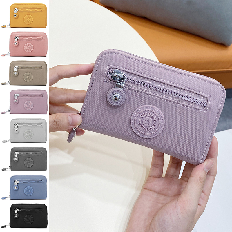 Short Wallet for Women, Mini Clutch, Small Wallet, Simple and Stylish Coin Purse, Lightweight Multi-Zip Nylon Card Holder