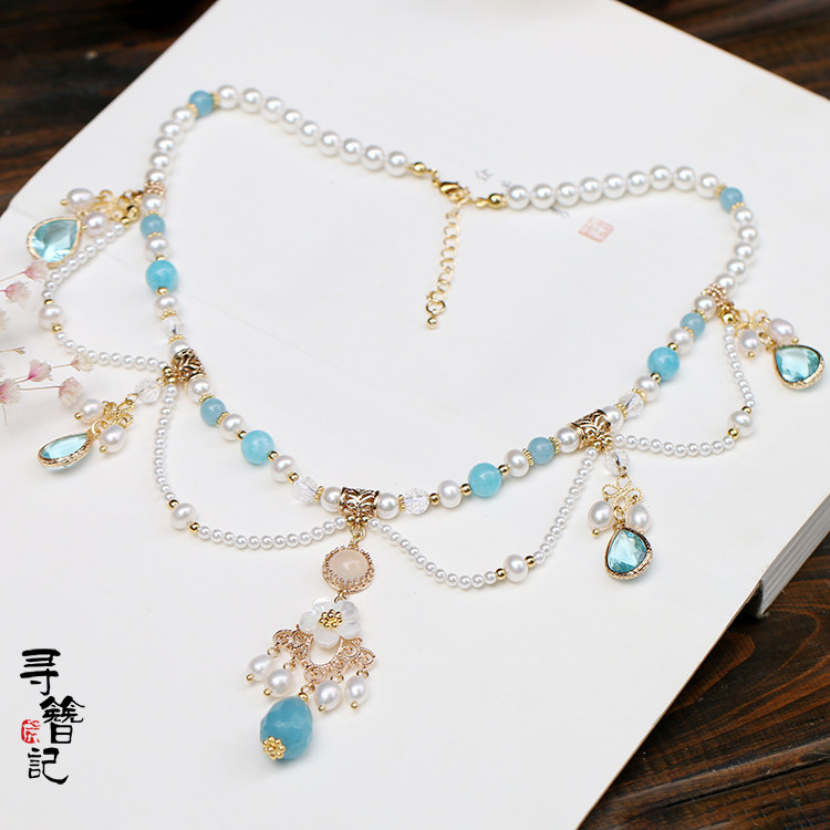 Seeking Hairpin for Handmaid's Soft Celluloid Lolita Necklace Blue Suede Crystal Pearl Red Green Tricolour Multipurpose Fresh and Accessories Vicar