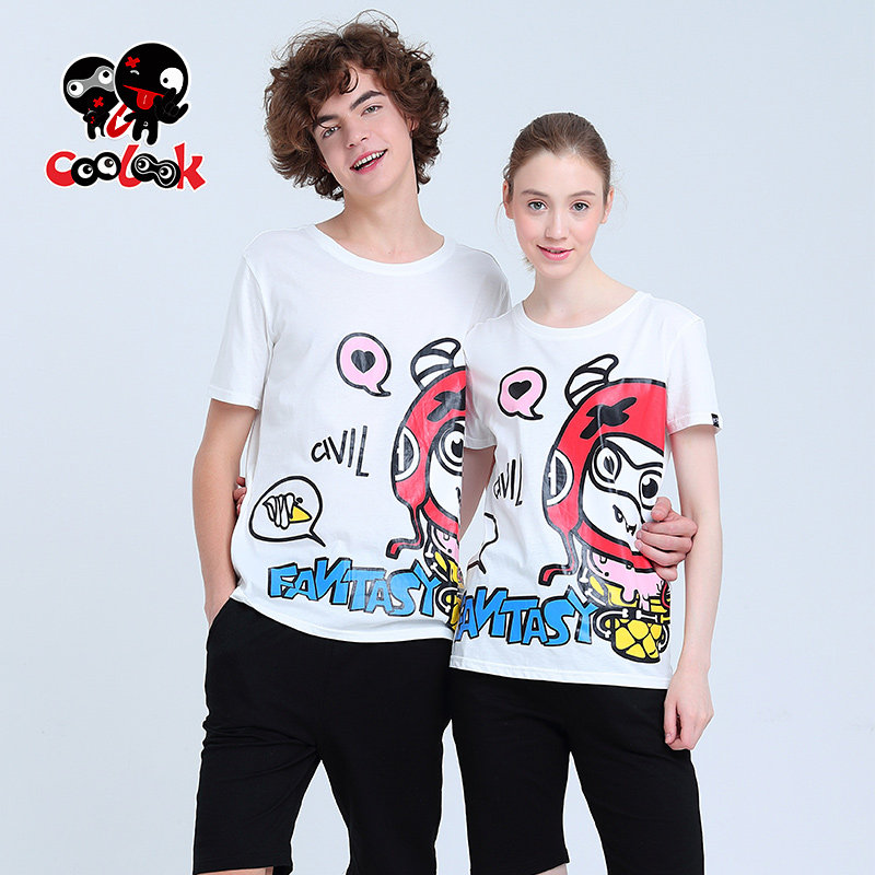 潮流指标2017夏季新款卡通涂鸦印花T恤个性潮流情侣装青少年短袖