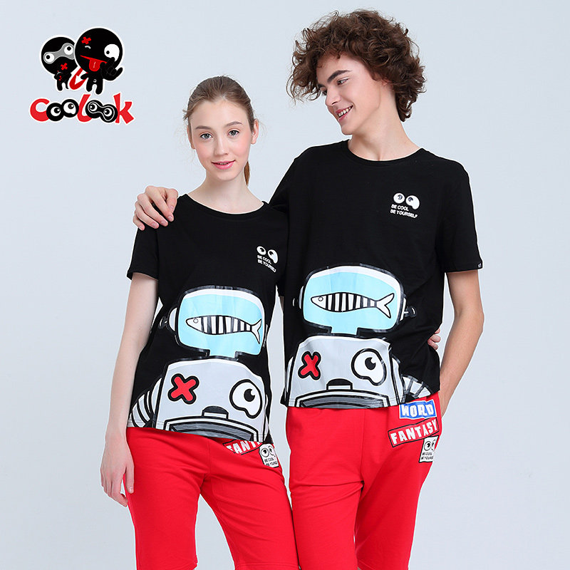 COOLMAX潮流指标2017年情侣衫韩版百搭学生搞怪卡通图案短袖t恤男