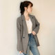 Plaid blazer women's khaki 2024 spring new plaid thin section Korean loose small casual suit