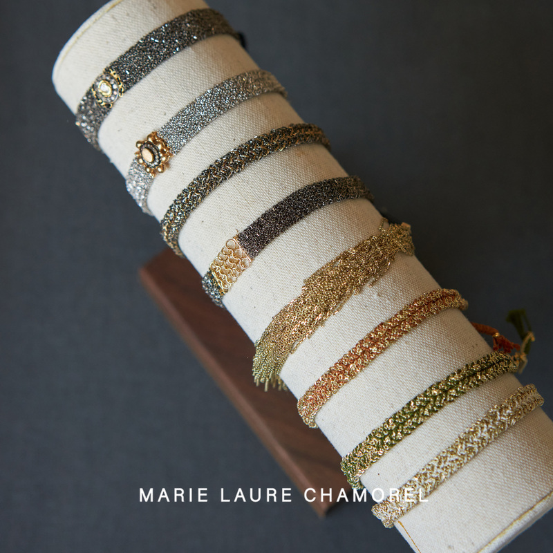 New French Marie Laure Chamorel High-End Silver Gold-Plated Natural Stone Tassel Diamond Bracelet for Women