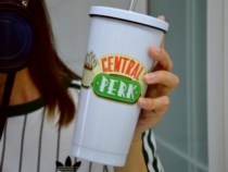 central perk practical large capacity stainless steel double-layer thermos straw cup