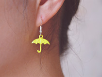 Exclusive Custom Dads Mom Romantic History Perimeter Little Yellow Umbrella Earrings Earrings