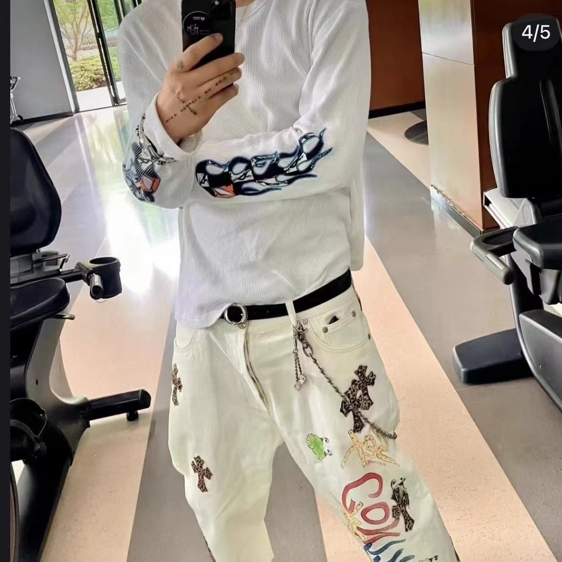 【懂哥系列】Matty boy联名ch风格涂鸦华夫格长袖tee宽松上衣 5