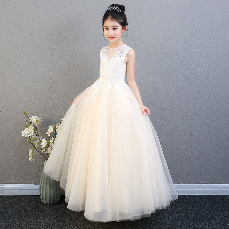 Girls princess dress dress high-end foreign style children's piano costume flower girl wedding little girl dress skirt autumn and winter - Taobao