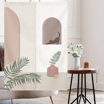 Nordic curtain ins partition curtain fabric home bathroom bedroom kitchen half curtain Net red non-perforated curtain