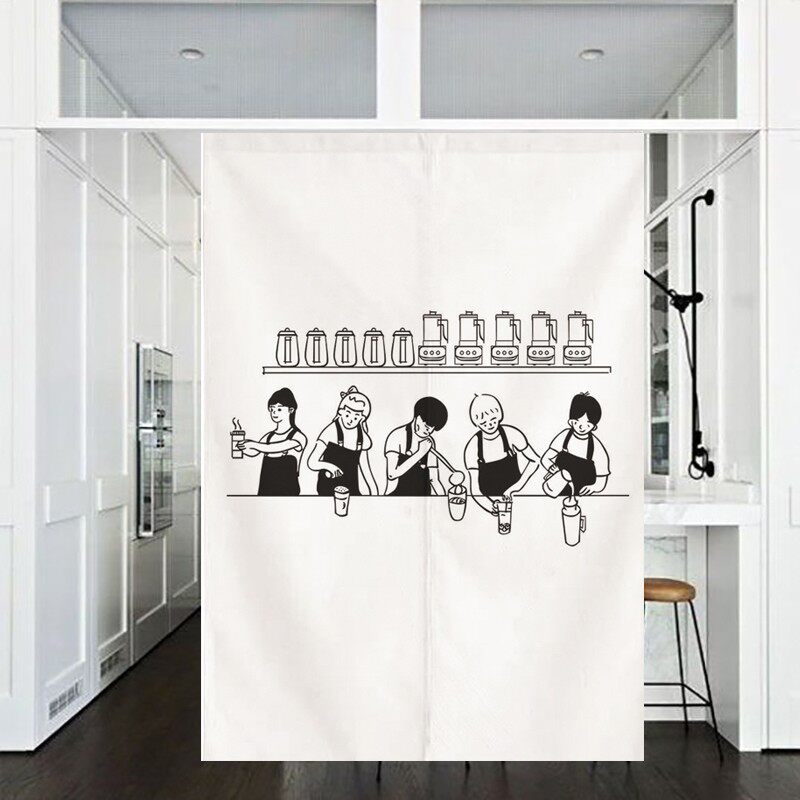 Milk tea shop door curtain curtain coffee shop partition curtain custom kitchen curtain special free punching half short curtain net red