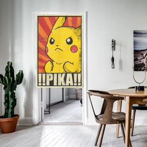 Cartoon curtain Pikachu animation curtain surrounding dormitory bedroom creative partition cotton linen fabric partition curtain cute