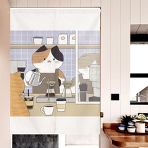 Fabric door curtain bedroom living room kitchen partition curtain milk tea shop dessert shop free half curtain short curtain cloth curtain
