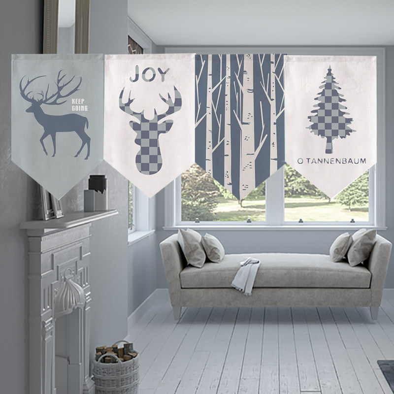 Custom half curtain pennant short curtain decoration curtain personality kitchen dining room partition hanging curtain fabric half Nordic