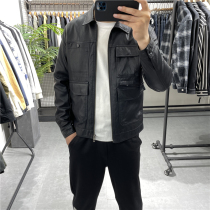 Veste de cuir pour hommes en cuir pour vêtements en cuir pour hommes tendance des jeunes Vêtements de locomotive à gaz veste décontractée et blouses de suède